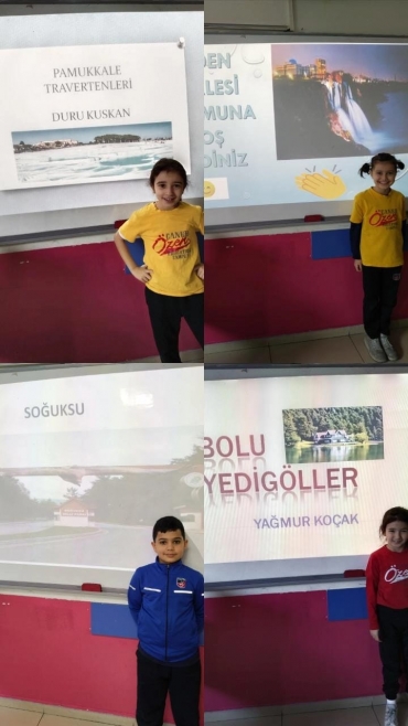 3/A sınıfı öğrencileri fen bilimleri dersinde "Doğal Anıt ve Milli Parklar" konusuna örnek olacak coğrafi yerlerin sunumlarını yaptılar.
