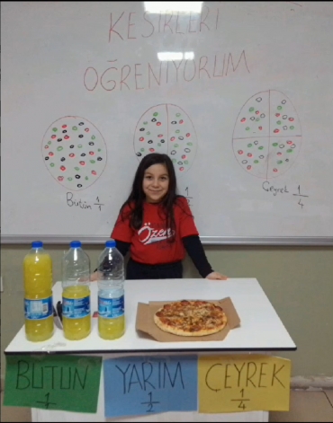 3/A sınıfı pizza etkinliği ile kesirler konusunu eğlenceli bir şekilde öğrendi.