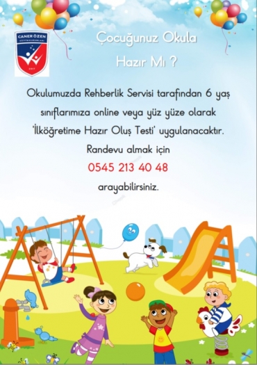 Rehberlik Servisinden İlköğretime Hazır Oluş Testi