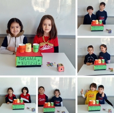 1/A sınıfı öğrencileri somut materyaller kullanarak toplama işlemi konusuna geçiş yaptı.