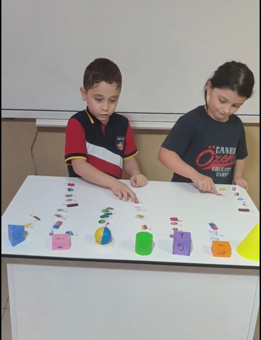 2/B sınıfı Matematik dersinde "Günlük yaşamda kullanılan nesneleri biçimsel özelliklerine göre sınıflandırabilme" konusunu oyunlaştırarak pekiştirdi.